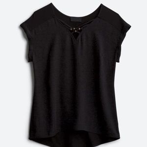 Baylee Crossfront Detail Mixed Material Blouse